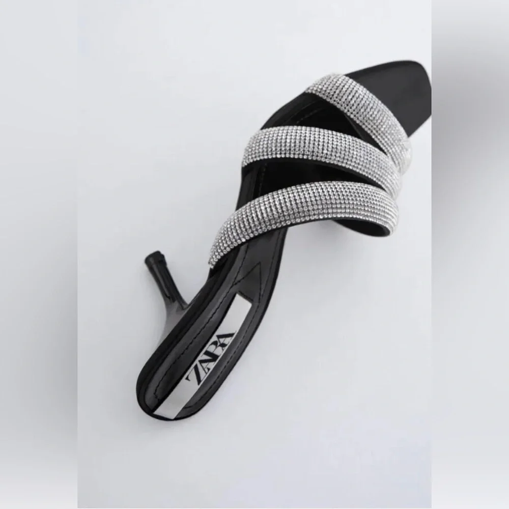 NWT ZARA Sparkly Strap Heeled Sandals Gorgeous Elegant Size 6.5​​​ - Picture 5 of 6